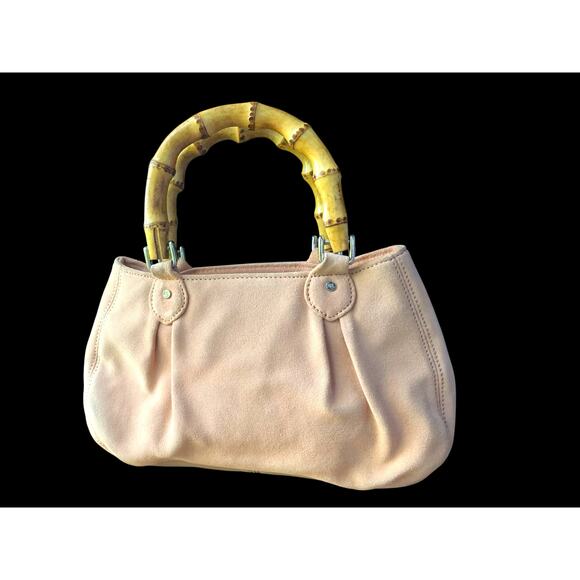 Ann Taylor LOFT Purse Blush Suede With Bamboo Handles - Picture 7 of 9